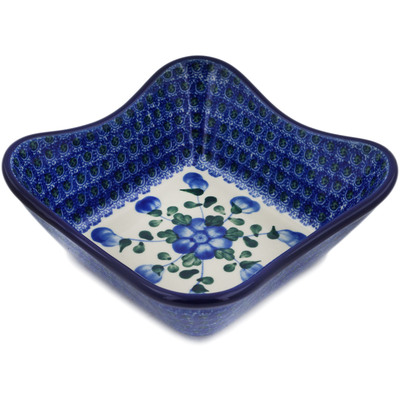 Polish Pottery Bowl 7&quot; Blue Poppies