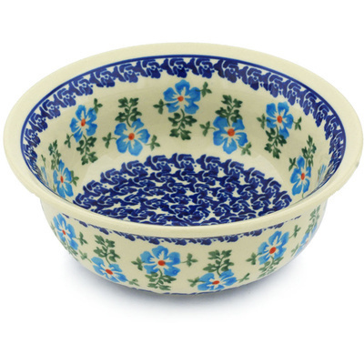 Polish Pottery Bowl 7&quot; Blue Summer