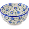 Polish Pottery Bowl 7&quot; Blue Thistle Beauty