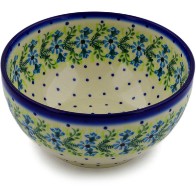Polish Pottery Bowl 7" Blue Wreath