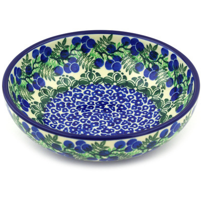 Polish Pottery Bowl 7&quot; Blueberry Fields Forever
