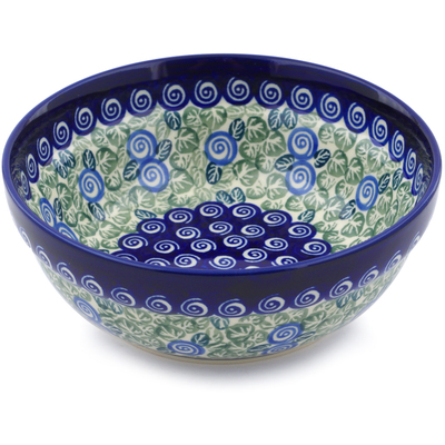 Polish Pottery Bowl 7&quot; Blueberry Swirl