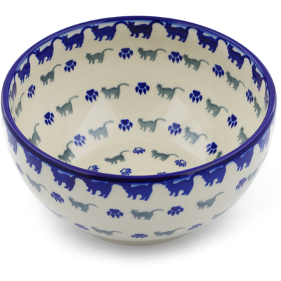 Polish Pottery Bowl 7&quot; Boo Boo Kitty Paws