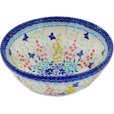 Polish Pottery Bowl 7&quot; Breathtaking Butterflies UNIKAT