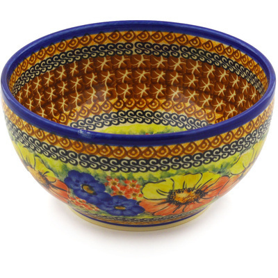 Polish Pottery Bowl 7&quot; Bright Beauty UNIKAT