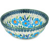Polish Pottery Bowl 7&quot; Bright Blue Happiness UNIKAT