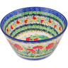 Polish Pottery Bowl 7&quot; Bright Carnations UNIKAT