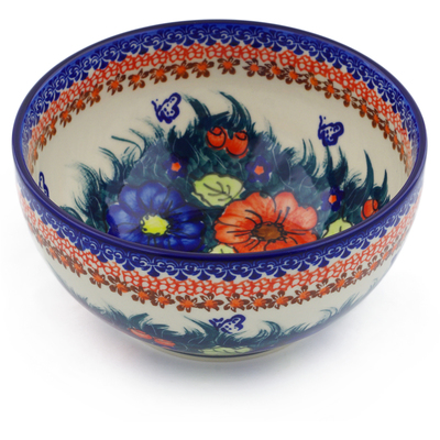 Polish Pottery Bowl 7&quot; Butterfly Splendor UNIKAT