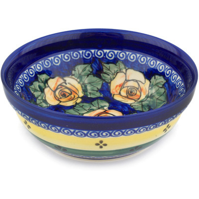 Polish Pottery Bowl 7&quot; Cabbage Roses