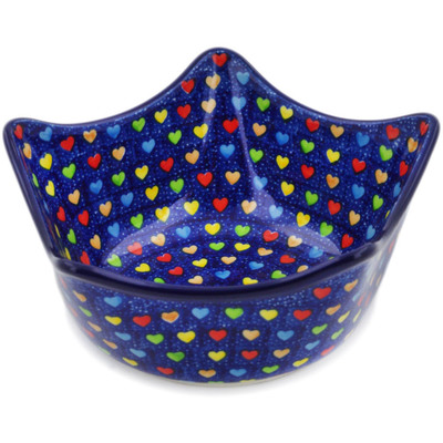 Polish Pottery Bowl 7&quot; Colourful Dot Show UNIKAT