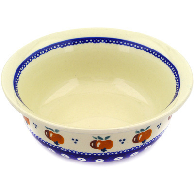 Polish Pottery Bowl 7&quot; Country Apple Peacock