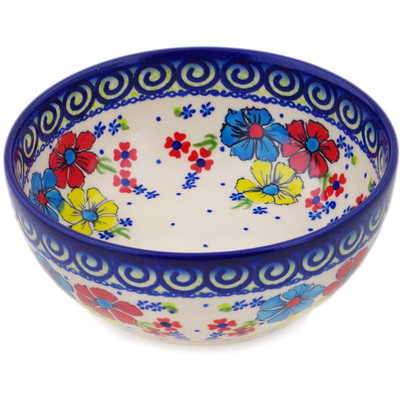 Polish Pottery Bowl 7&quot; Country Three UNIKAT