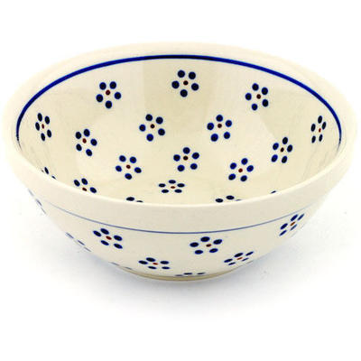 Polish Pottery Bowl 7&quot; Daisy Dots