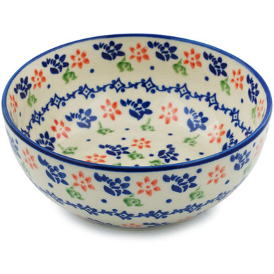 Polish Pottery Bowl 7&quot; Diamond Daisy