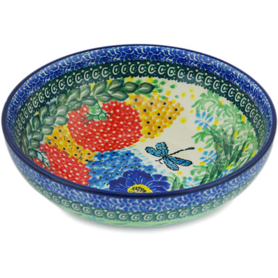 Polish Pottery Bowl 7&quot; Dragonfly Delight UNIKAT