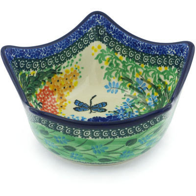 Polish Pottery Bowl 7&quot; Dragonfly Delight UNIKAT