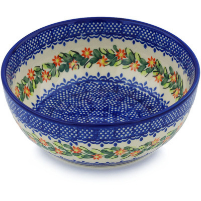 Polish Pottery Bowl 7&quot; Elegant Garland