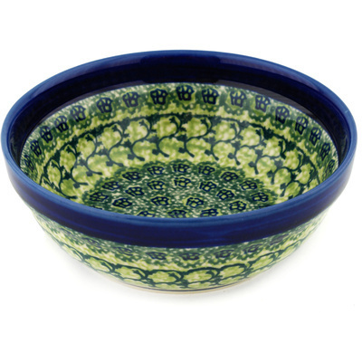 Polish Pottery Bowl 7&quot; Emerald Forest