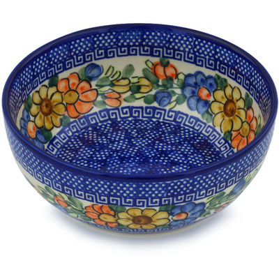 Polish Pottery Bowl 7&quot; Fall Garden UNIKAT