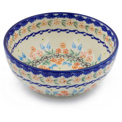 Polish Pottery Bowl 7&quot; Fanciful Ladybug