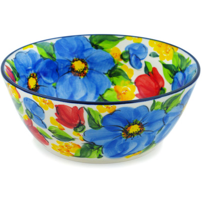 Polish Pottery Bowl 7&quot; Feel-good Florals UNIKAT