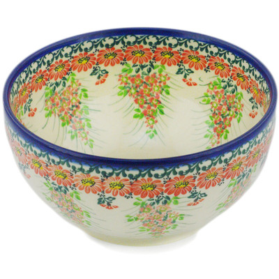 Polish Pottery Bowl 7&quot; Flora Fantasia UNIKAT