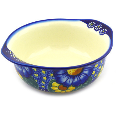 Polish Pottery Bowl 7&quot; Floral Fruit Basket UNIKAT