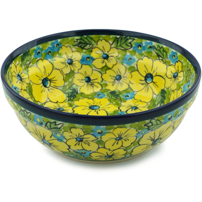 Polish Pottery Bowl 7&quot; Floral Paradise UNIKAT