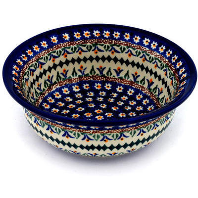 Polish Pottery Bowl 7&quot; Floral Peacock UNIKAT