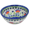 Polish Pottery Bowl 7&quot; Flower Flames UNIKAT