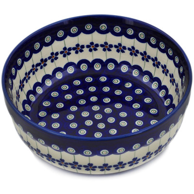 Polish Pottery Bowl 7&quot; Flowering Peacock