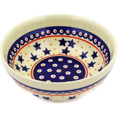 Polish Pottery Bowl 7&quot; Fourth Of July