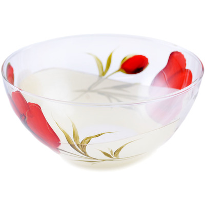 Glass Bowl 7&quot; Frosty Poppies