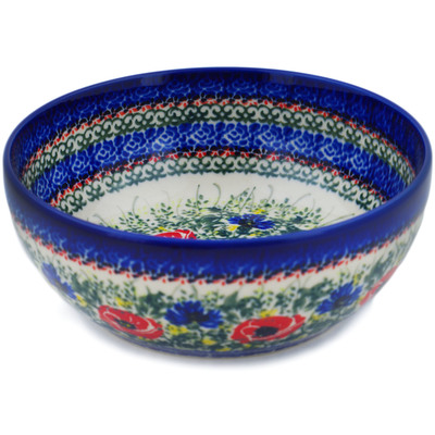 Polish Pottery Bowl 7&quot; Full Garden UNIKAT