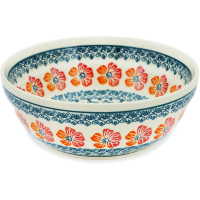 Polish Pottery Bowl 7&quot; Garden Gladiolus