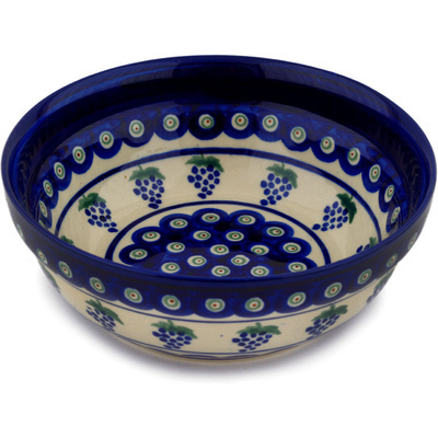 Polish Pottery Bowl 7&quot; Grape Peacock