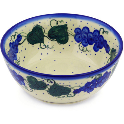Polish Pottery Bowl 7&quot; Grape Vines UNIKAT