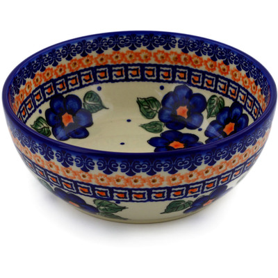 Polish Pottery Bowl 7&quot; Greek Poppies
