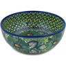 Polish Pottery Bowl 7&quot; Green Fantasy UNIKAT