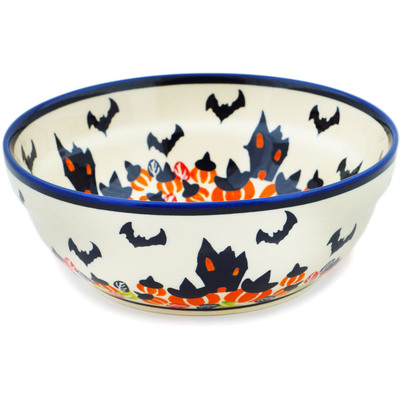 Polish Pottery Bowl 7&quot; Halloween Night