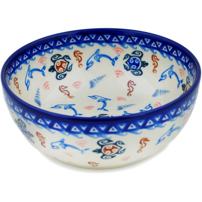 Polish Pottery Bowl 7&quot; Hawaiian Sea Turtle - Honu