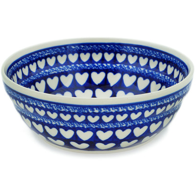 Polish Pottery Bowl 7&quot; Heart Of Hearts