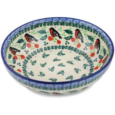Polish Pottery Bowl 7&quot; Holly Robin