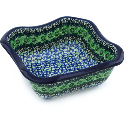 Polish Pottery Bowl 7&quot; Kiwi Flower