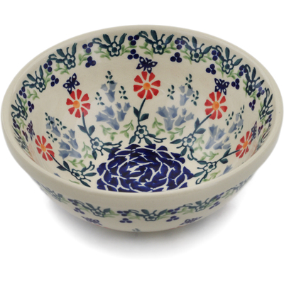 Polish Pottery Bowl 7&quot; Last Summer Flowers