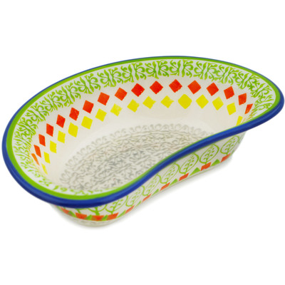 Polish Pottery Bowl 7&quot; Leafy Sunrise