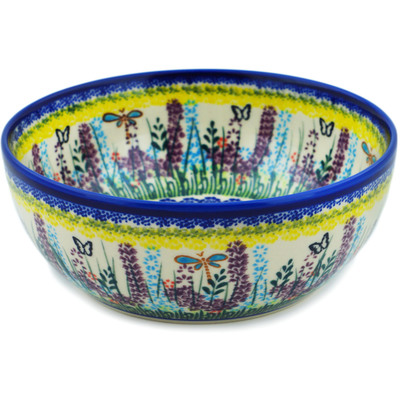 Polish Pottery Bowl 7&quot; Long Lavender UNIKAT