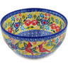 Polish Pottery Bowl 7&quot; Lovely Red Birds UNIKAT