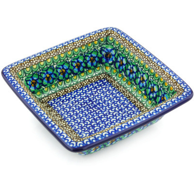 Polish Pottery Bowl 7&quot; Mardi Gras UNIKAT