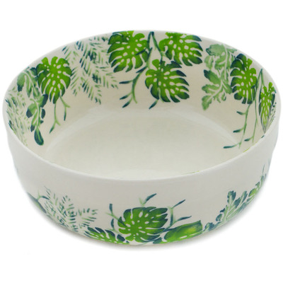 Polish Pottery Bowl 7&quot; Monstera Deliciosa